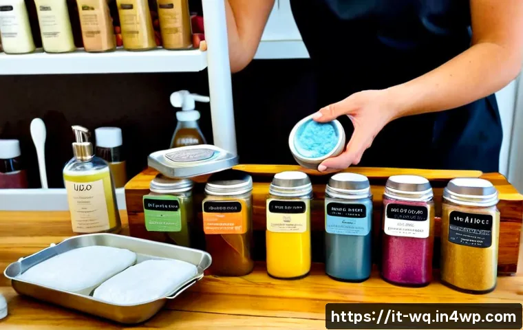 Home 12 제로웨이스트 화장품의 패키징 혁신 사례 - Photorealistic zero-waste cosmetics display in a bright Italian refill boutique, elegant glass jars ...
